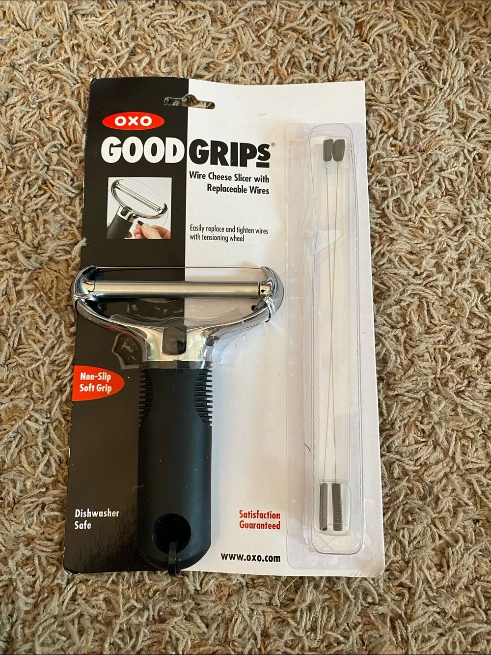 OXO Good Grips Wire Cheese Slicer with Black Soft-Grip Handle and Silver Blade